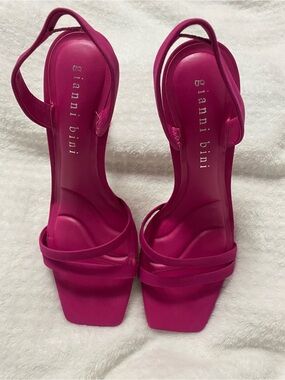 Gianni Bini Fuchsia Strappy Square-Toe Slingback Heels